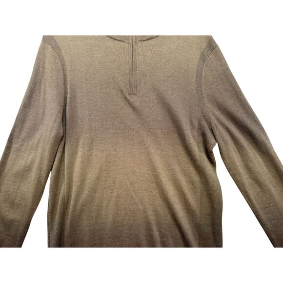 Express Mens Merino Wool Blend 1/4 Knit Sweater Large Brown - Picture 5 of 13